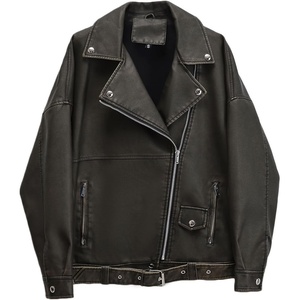 LY VAREY LIN Women Faux Leather Jacket Lapel Collar Motorcycle Zip Up Long Sleeve Motor Biker Short Coat Jacket(2358dark Green)