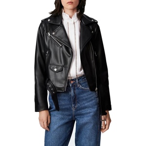 LY VAREY LIN Women’s Faux Leather Motorcycle Jacket PU Slim Short Biker Coat(2022 Black)