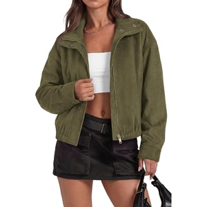 PRETTYGARDEN Lightweight Faux Suede Bomber Jacket Women Coats Outerwear(Army Green)