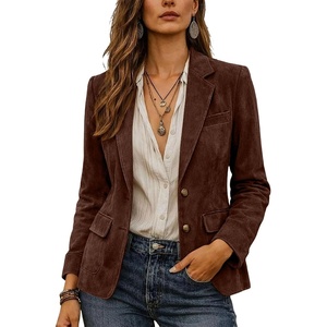 Women Faux Suede Jacket Lapel Collar Long Sleeve Button Coat with Pockets(Burgundy)