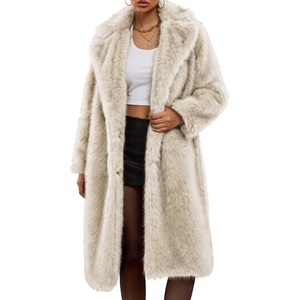 Wyeysyt Womens Faux Fur Coat Long Warm Fluffy Winter Jacket(Beige)