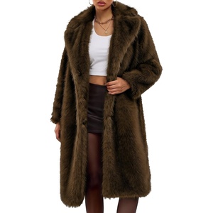 Wyeysyt Womens Faux Fur Coat Long Warm Fluffy Winter Jacket(Brown)