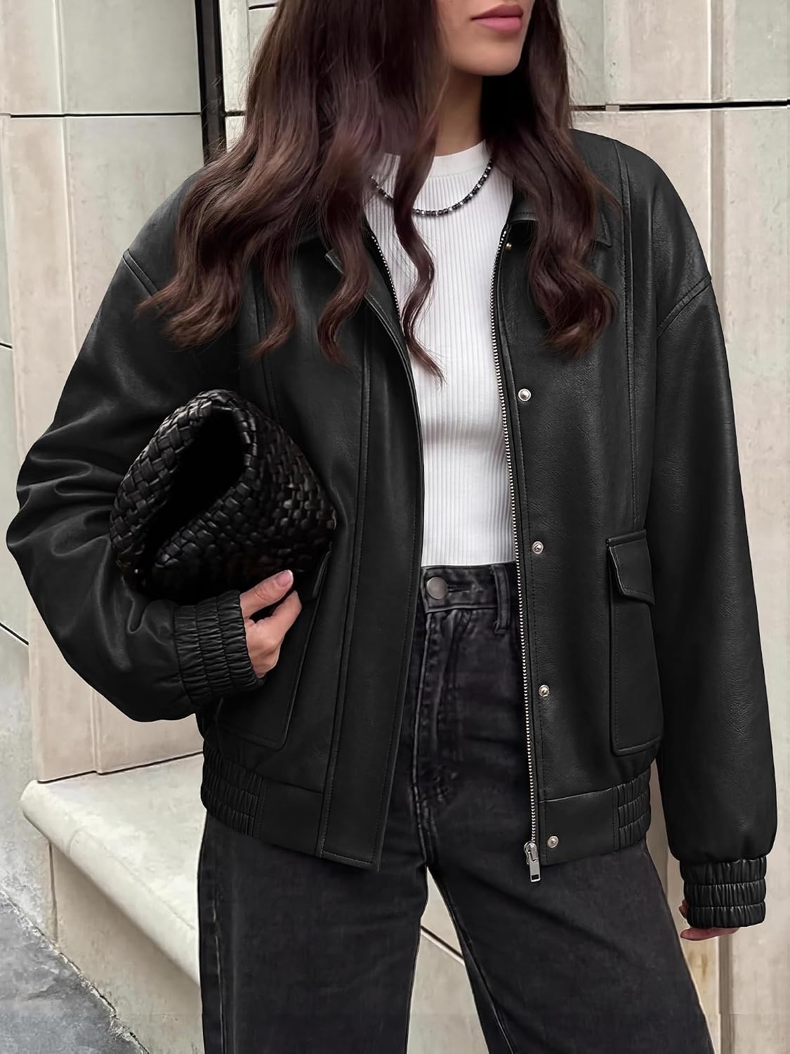 image:imageBTFBM Faux Leather Jacket Women Fall Clothes 2026Black