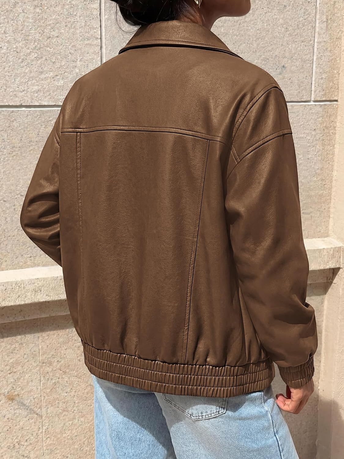 image:imageBTFBM Faux Leather Jacket Women Fall Clothes 2026Brown