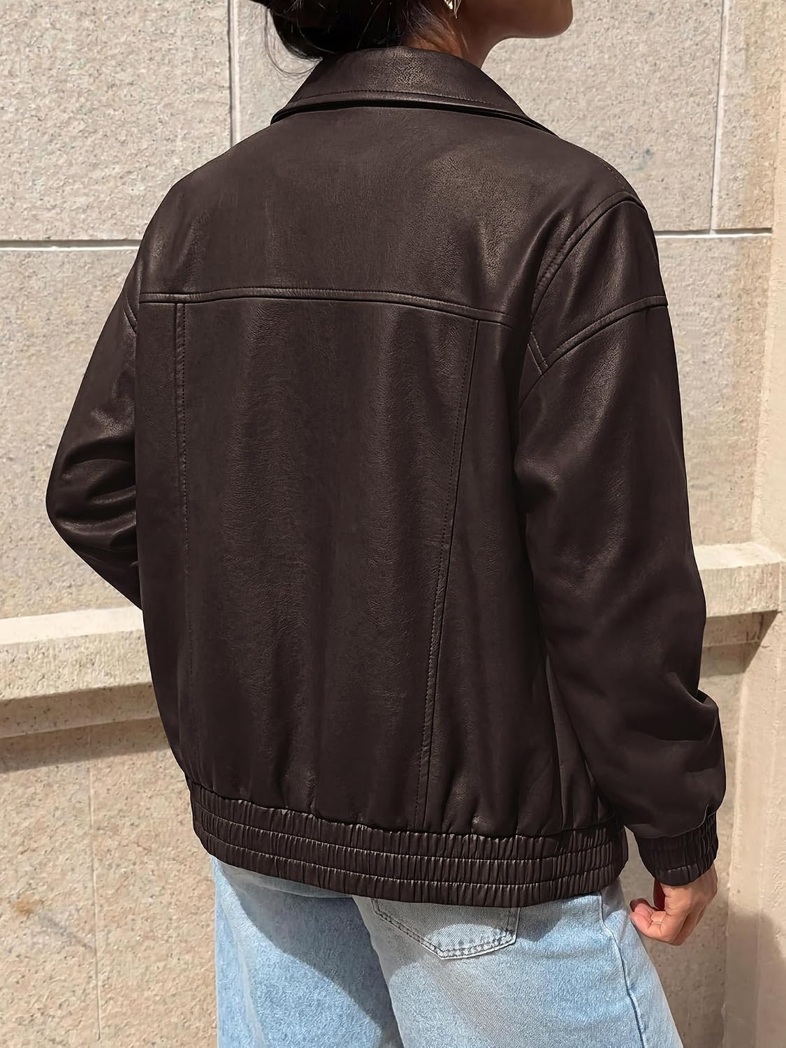 image:imageBTFBM Faux Leather Jacket Women Fall Clothes 2026Dark Brown