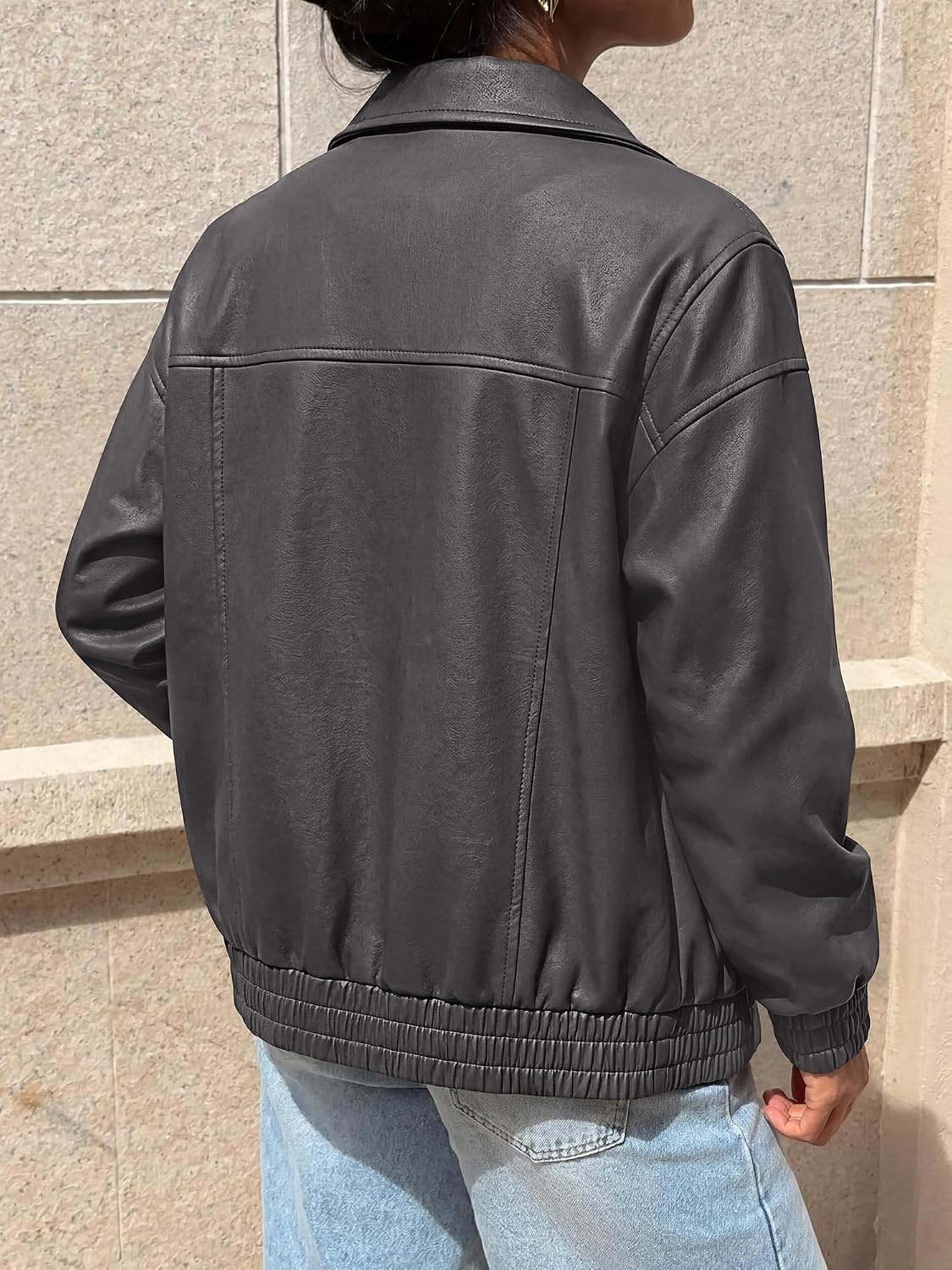 image:imageBTFBM Faux Leather Jacket Women Fall Clothes 2026Grey