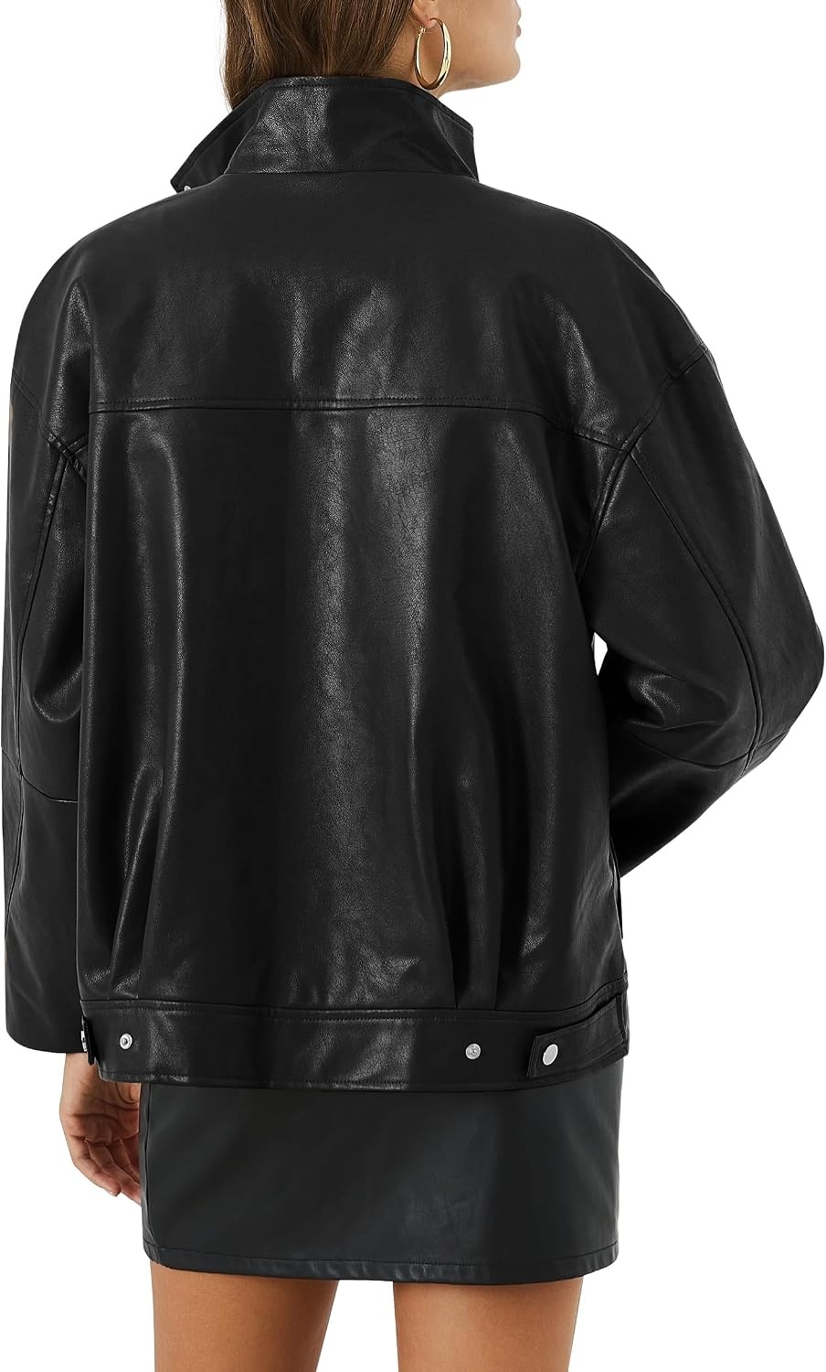 image:imageLeather Jacket Women Faux Bomber Cropped Coat 2026 Fall amp Winter OutfitsBlack