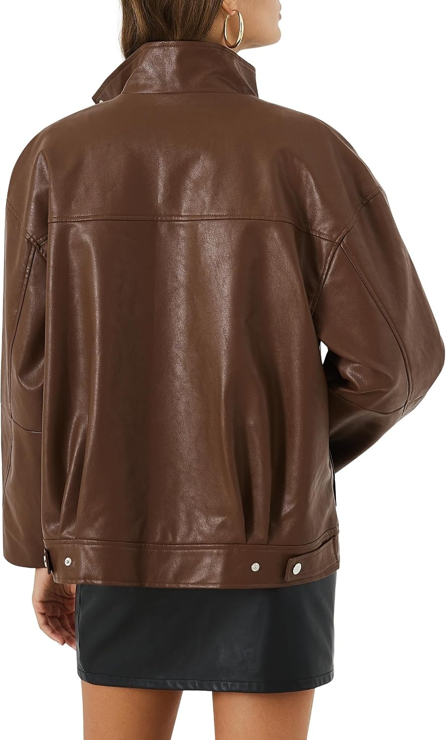 image:imageLeather Jacket Women Faux Bomber Cropped Coat 2026 Fall amp Winter OutfitsBrown