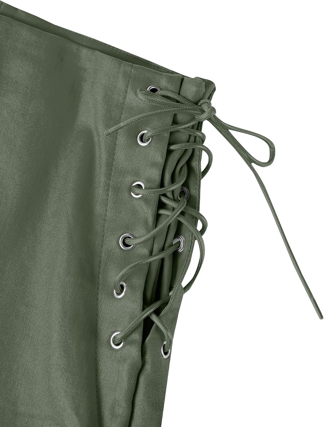 image:imageLeather Shorts for Women High Waisted Lace Up Side Stretchy Sexy Mini Booty Short Y2K Rave Club Party Concert WinterArmy Green