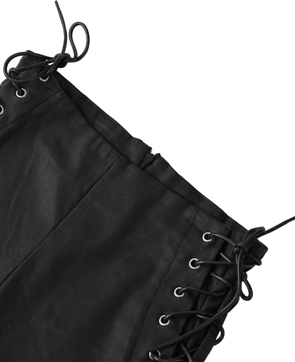image:imageLeather Shorts for Women High Waisted Lace Up Side Stretchy Sexy Mini Booty Short Y2K Rave Club Party Concert WinterBlack