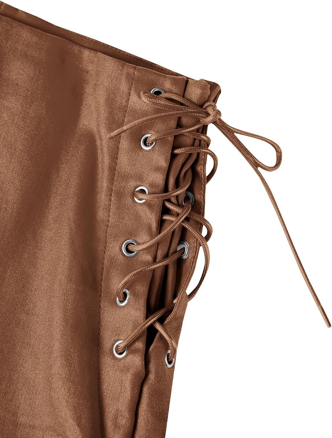 image:imageLeather Shorts for Women High Waisted Lace Up Side Stretchy Sexy Mini Booty Short Y2K Rave Club Party Concert WinterBrown