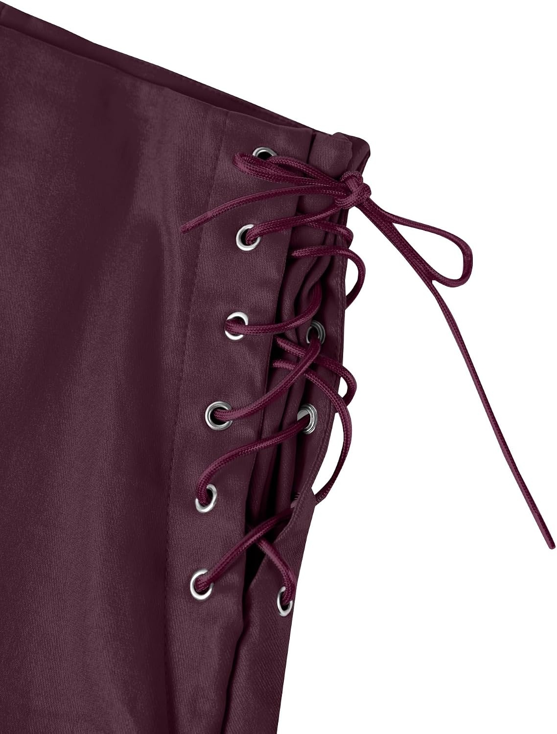 image:imageLeather Shorts for Women High Waisted Lace Up Side Stretchy Sexy Mini Booty Short Y2K Rave Club Party Concert WinterRust Red