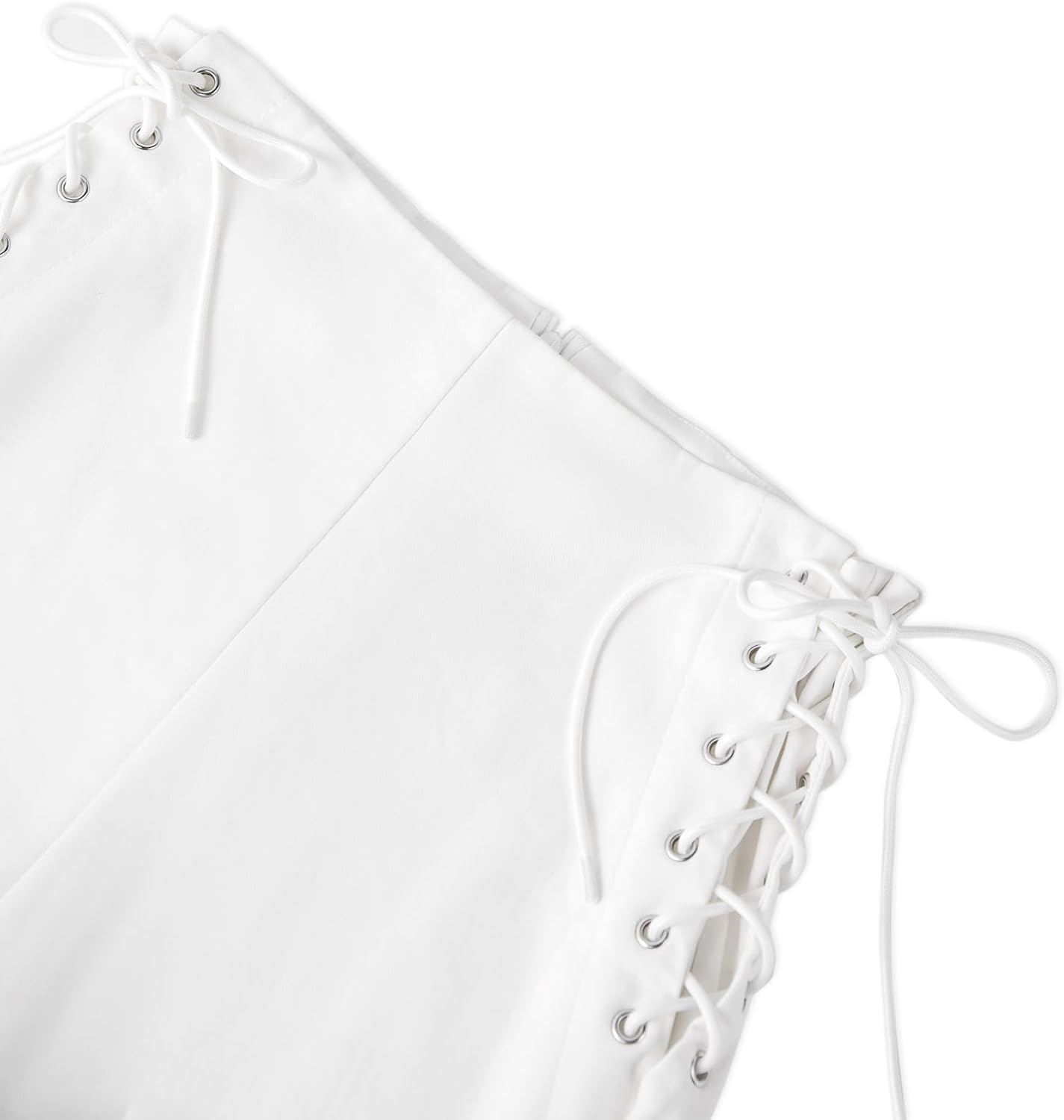 image:imageLeather Shorts for Women High Waisted Lace Up Side Stretchy Sexy Mini Booty Short Y2K Rave Club Party Concert WinterWhite