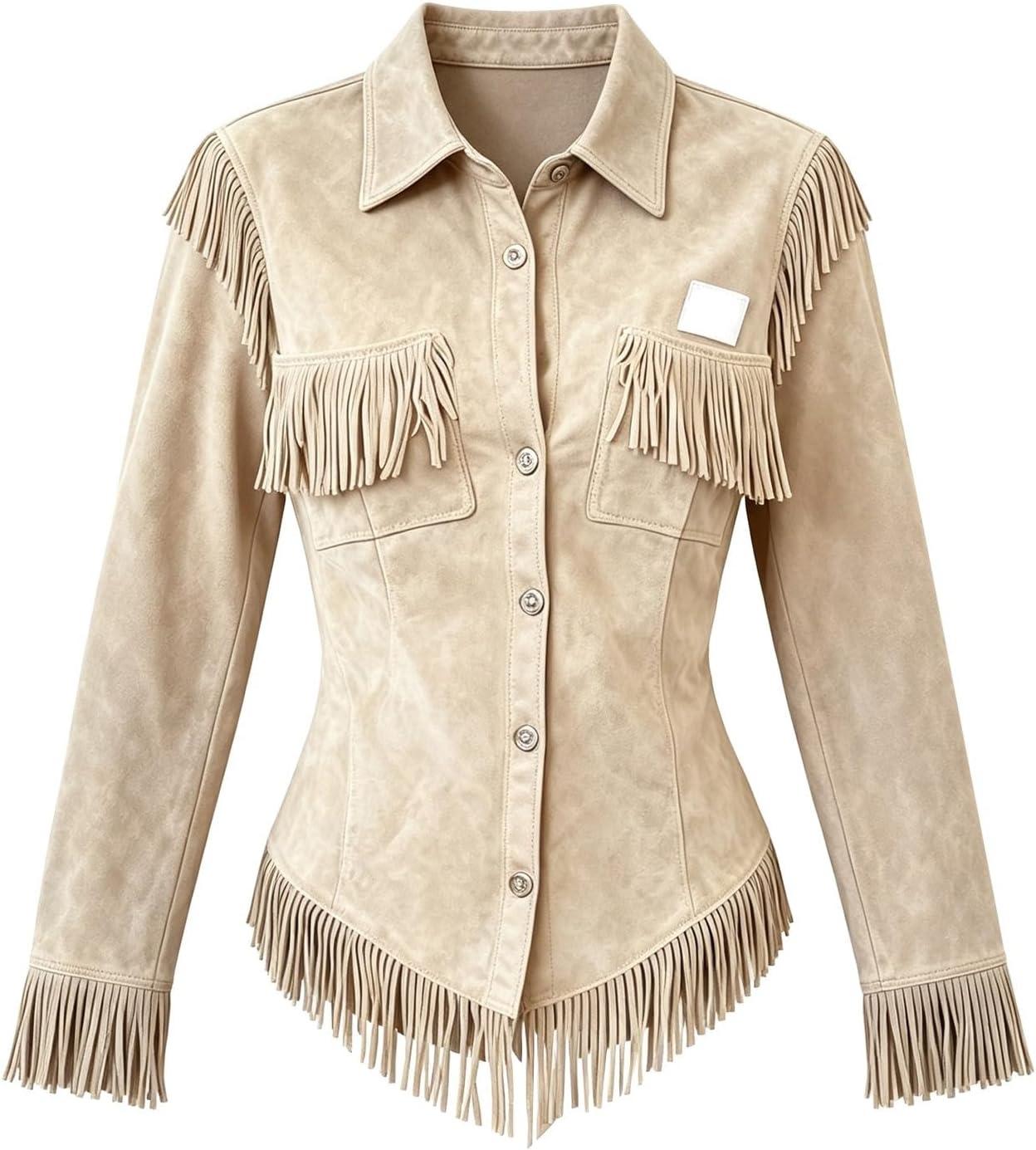 image:imageNantdog Boho Jackets for Women Western Fringe Shacket Suede Barn JacketsBeige