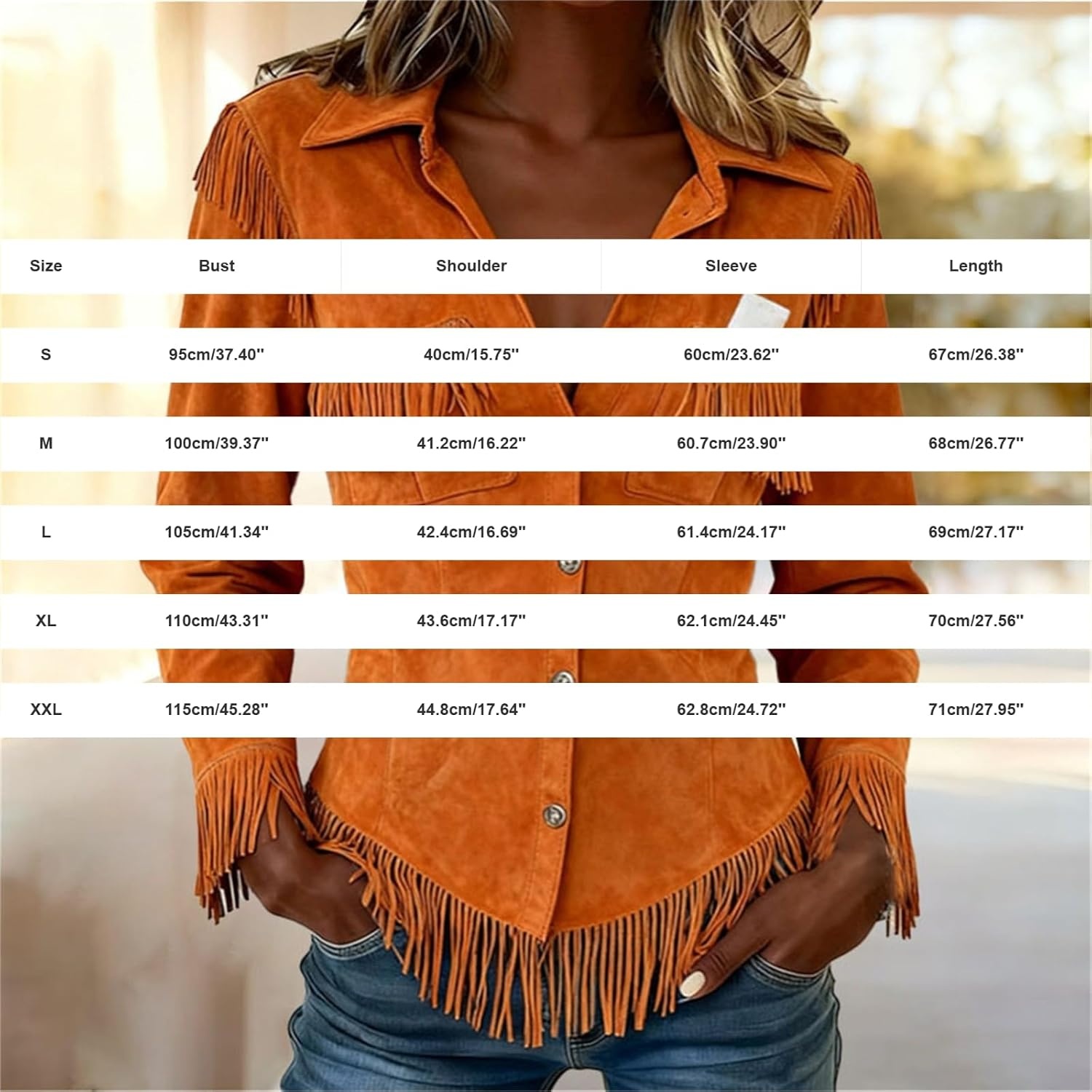 image:imageNantdog Boho Jackets for Women Western Fringe Shacket Suede Barn JacketsOrange