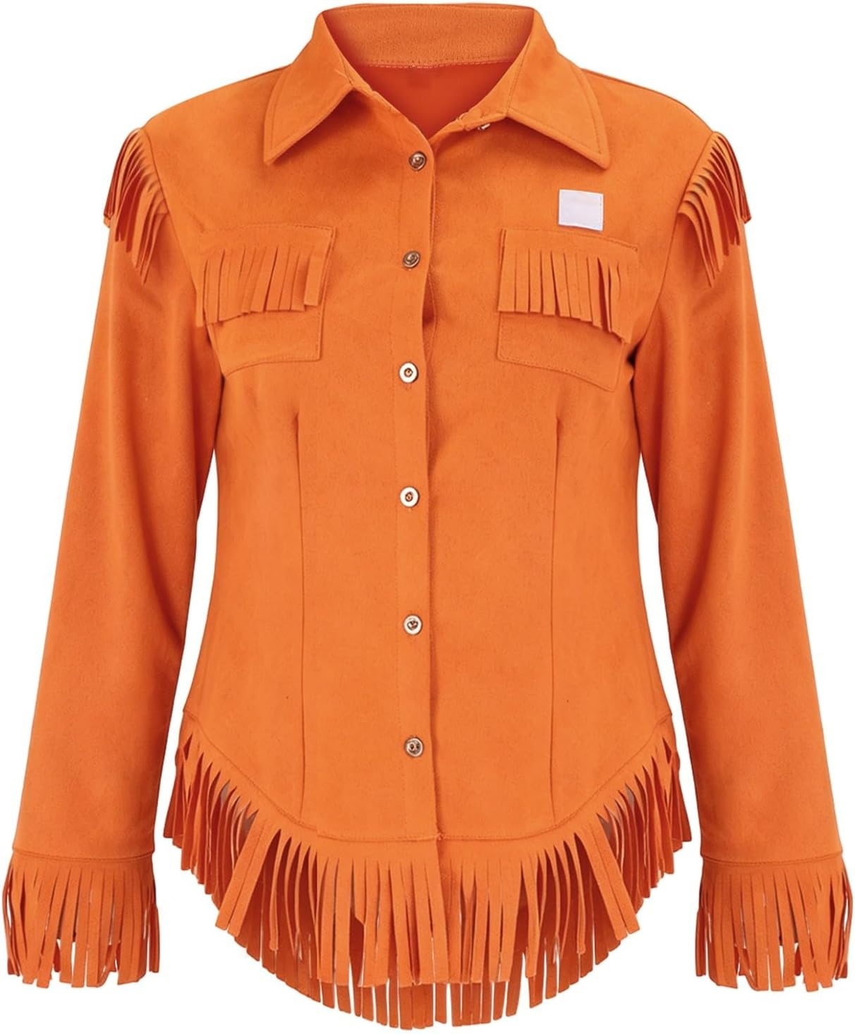 image:imageNantdog Boho Jackets for Women Western Fringe Shacket Suede Barn JacketsOrange