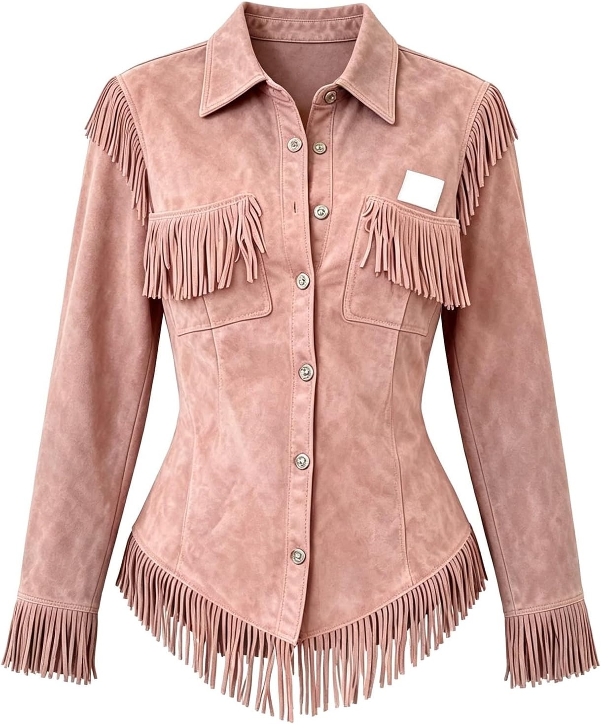 image:imageNantdog Boho Jackets for Women Western Fringe Shacket Suede Barn JacketsPink