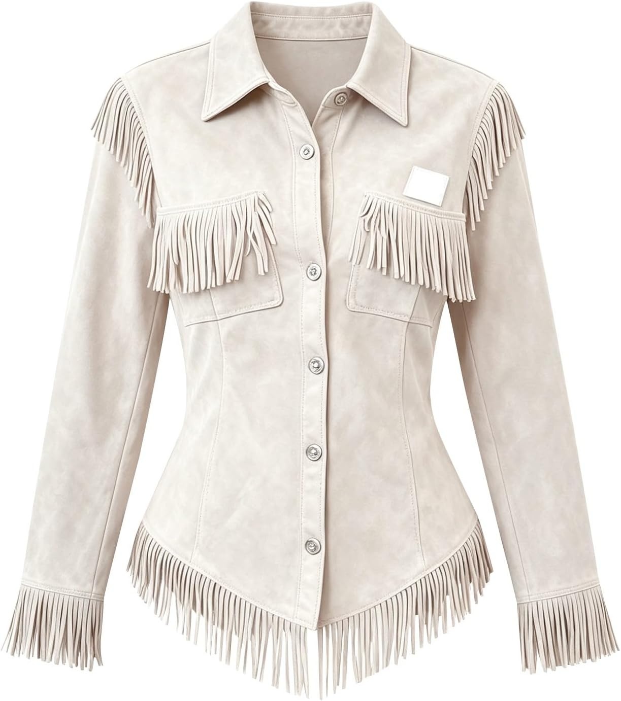 image:imageNantdog Boho Jackets for Women Western Fringe Shacket Suede Barn JacketsWhite