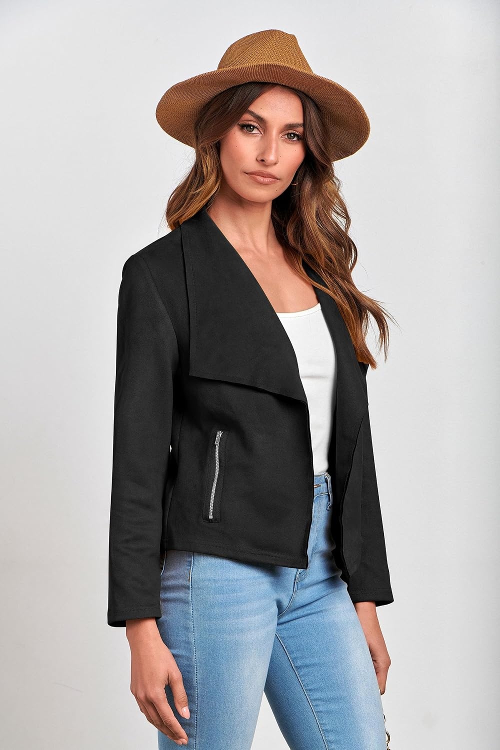 image:imagePRETTYGARDEN Womens Fall Fashion Faux Suede JacketsBlack