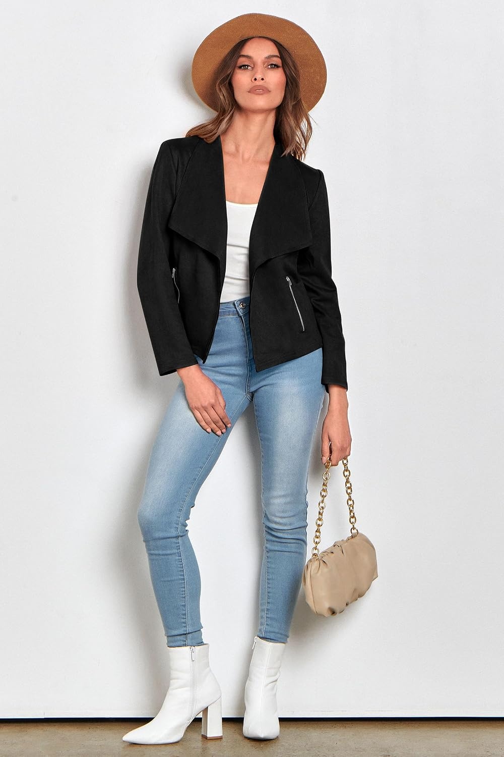 image:imagePRETTYGARDEN Womens Fall Fashion Faux Suede JacketsBlack