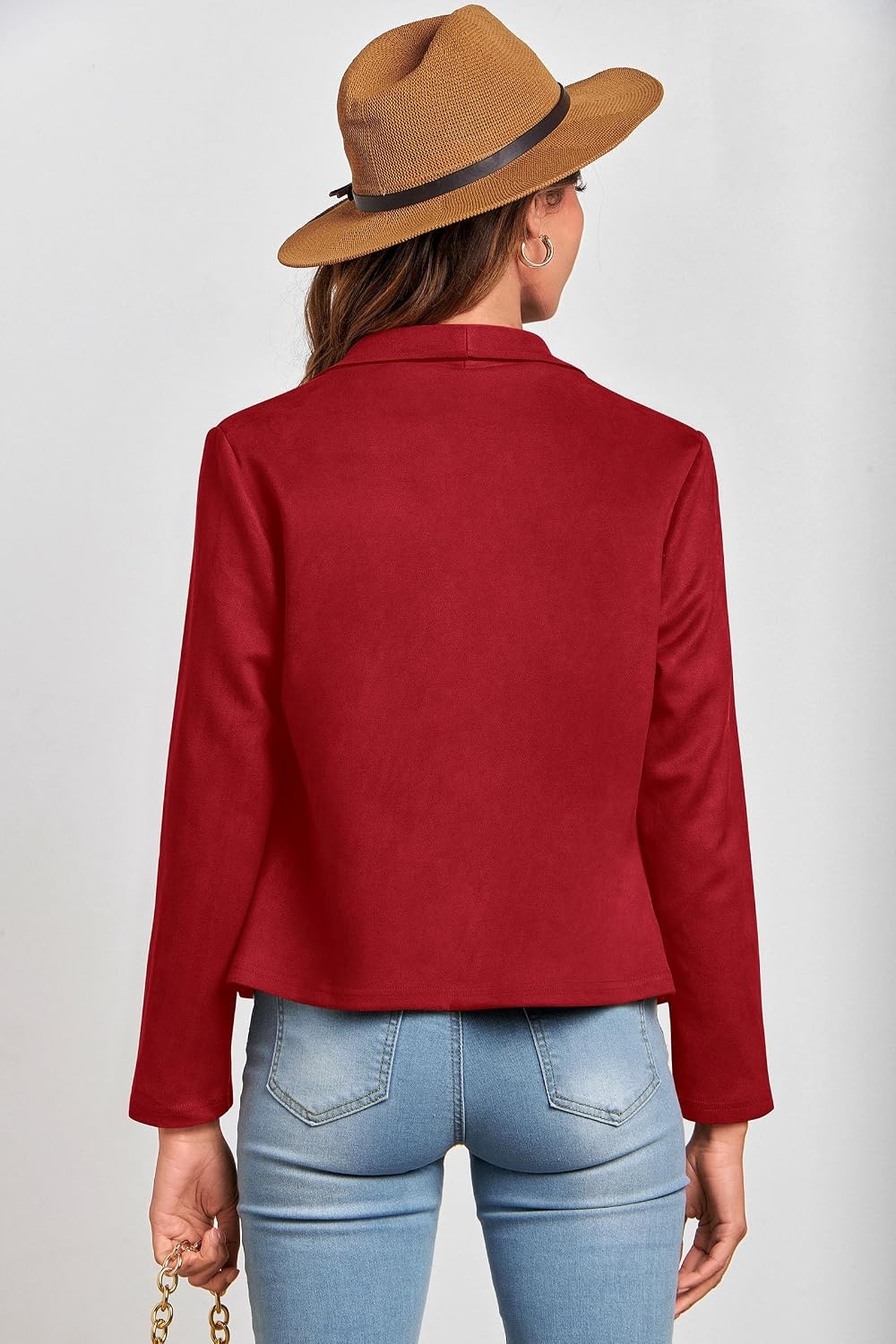 image:imagePRETTYGARDEN Womens Fall Fashion Faux Suede JacketsRed