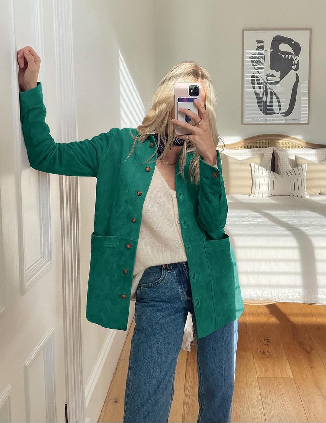 image:imageTankaneo Womens Faux Suede JacketsGreen