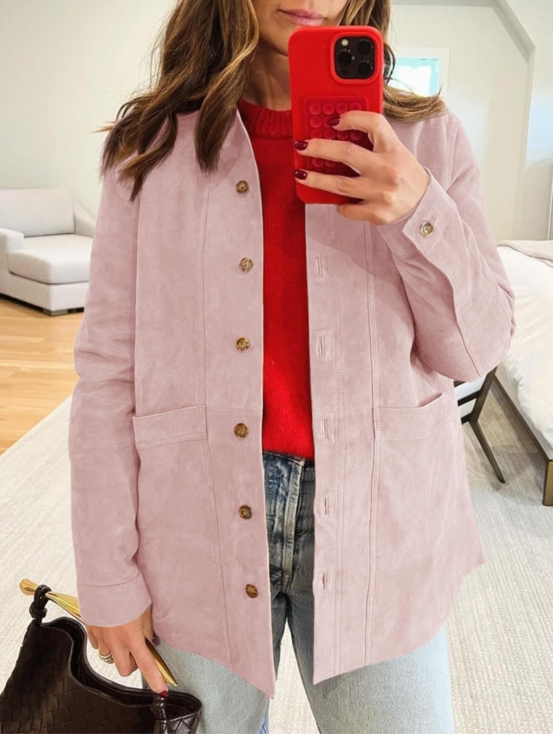 image:imageTankaneo Womens Faux Suede JacketsLight Pink