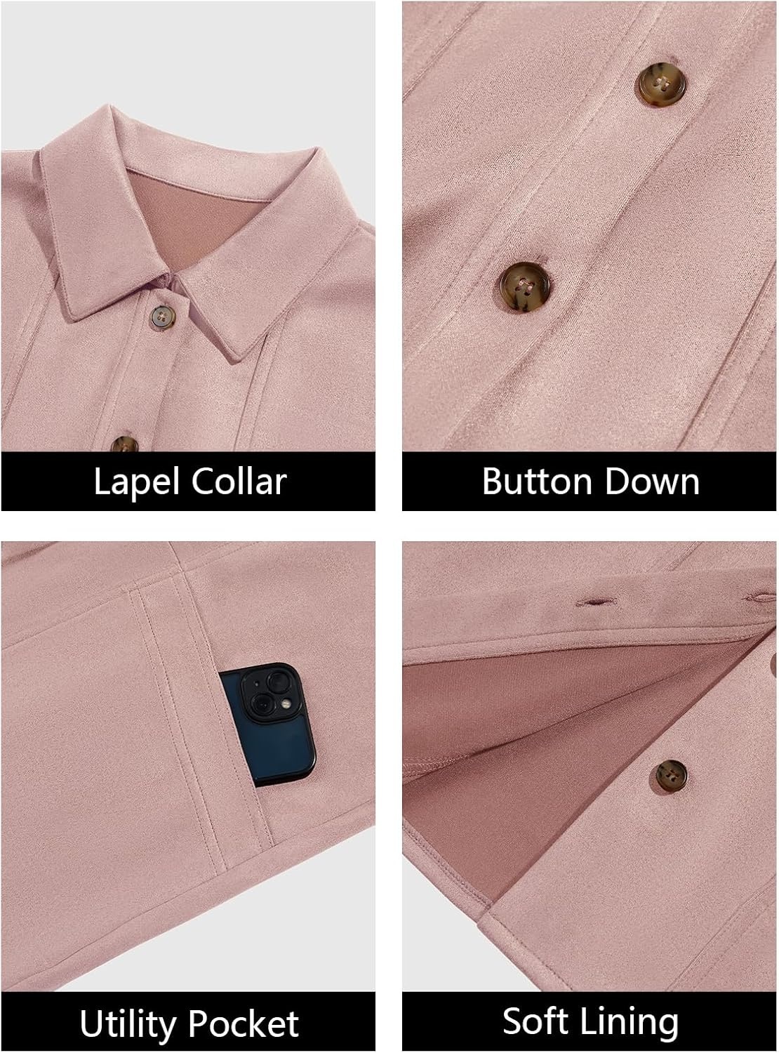 image:imageTankaneo Womens Faux Suede JacketsLight Pink