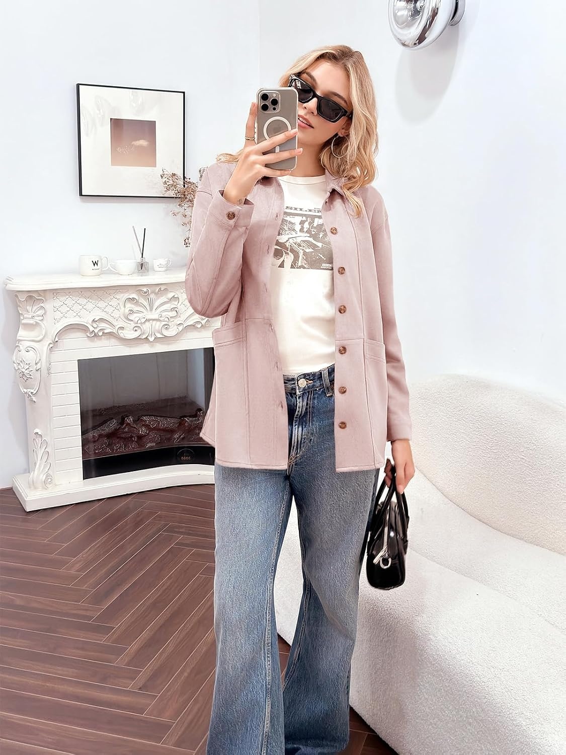 image:imageTankaneo Womens Faux Suede JacketsLight Pink