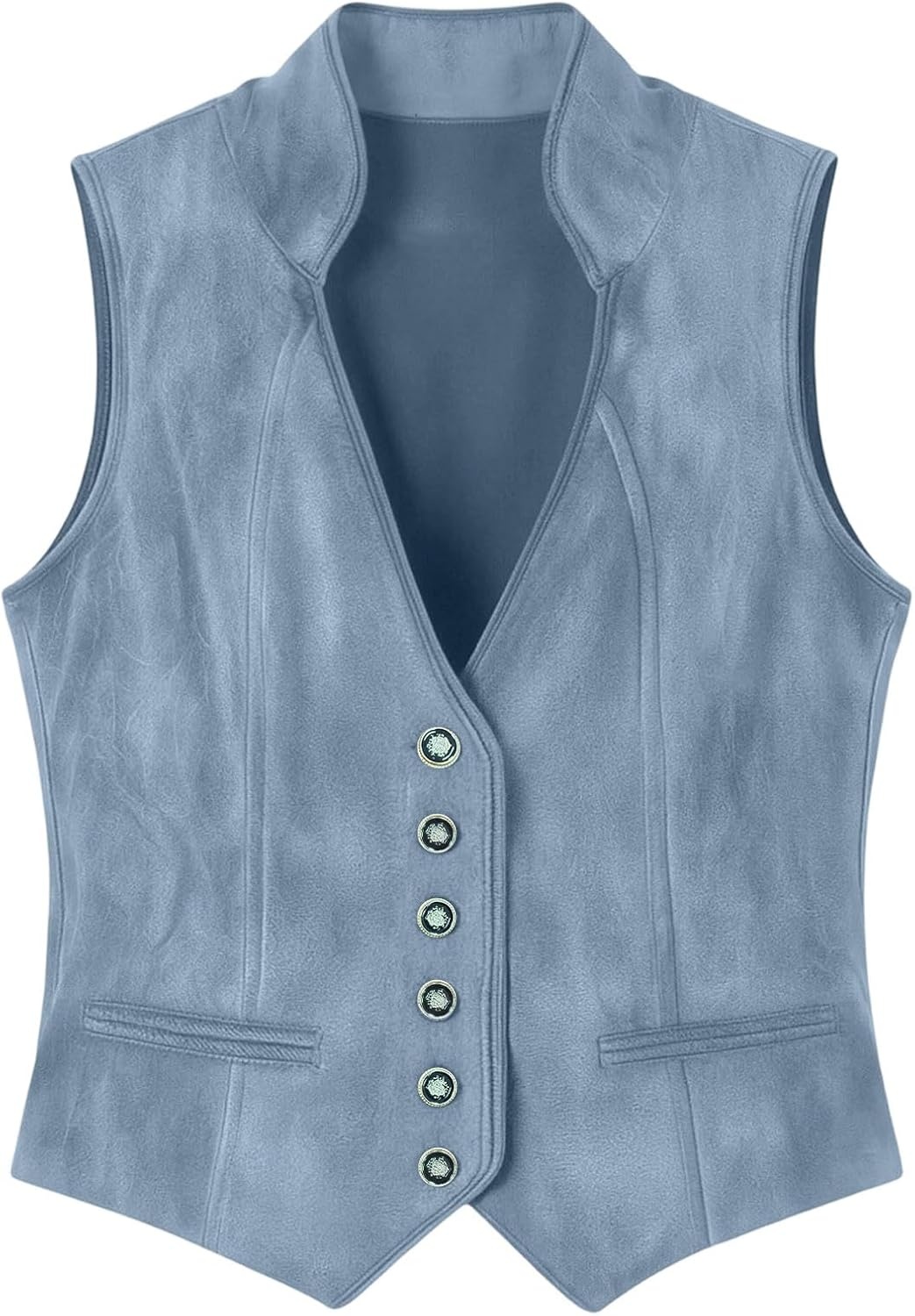 image:imageWestern Vest Women Sleeveless Faux Suede Leather WaistcoatLight Blue