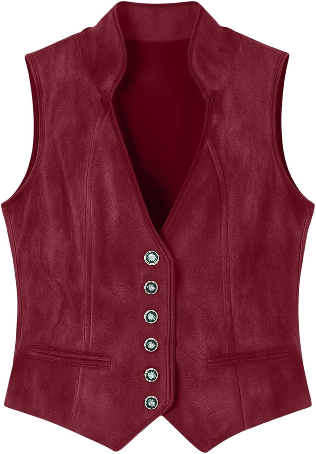 image:imageWestern Vest Women Sleeveless Faux Suede Leather WaistcoatWine