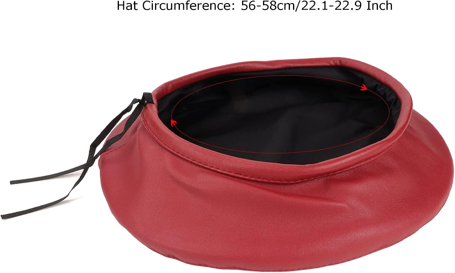image:imageWheebo PU Leather Berets for Women French Beret Hats Artist Painter Hat Classic Solid StyleRed