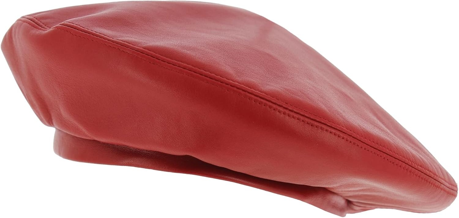 image:imageWheebo PU Leather Berets for Women French Beret Hats Artist Painter Hat Classic Solid StyleRed