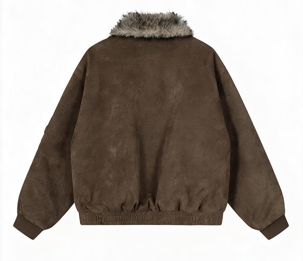 image:imageWomens Vintage Gothic Moto Jacket Faux Fur Collar Y2K Streetwear pocketsBrown
