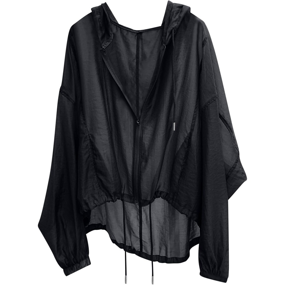 image:imageLong Sleeve Jackets for Women Sun Protection UPF 50 UV Hooded Lightweight Casual Beach Vacation Outfit ShirtsBlack