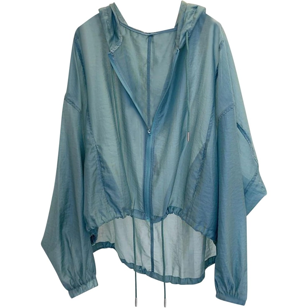 image:imageLong Sleeve Jackets for Women Sun Protection UPF 50 UV Hooded Lightweight Casual Beach Vacation Outfit ShirtsGreen