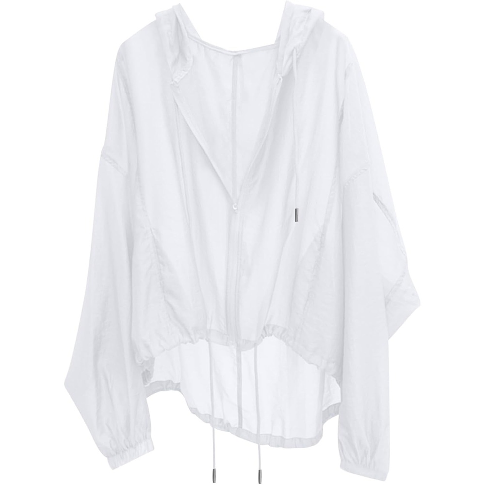 image:imageLong Sleeve Jackets for Women Sun Protection UPF 50 UV Hooded Lightweight Casual Beach Vacation Outfit ShirtsWhite