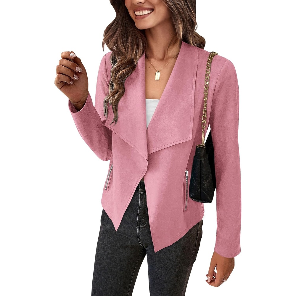 image:imagePRETTYGARDEN Womens Fall Fashion Faux Suede JacketsPink
