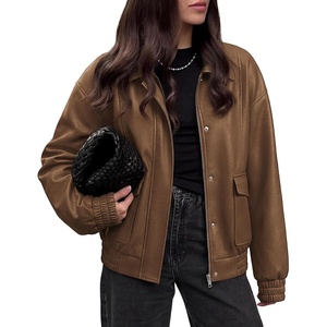 BTFBM Faux Leather Jacket Women Fall Clothes 2026(Brown)