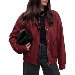BTFBM Faux Leather Jacket Women Fall Clothes 2026(Burgundy)