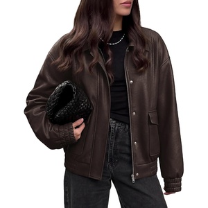 BTFBM Faux Leather Jacket Women Fall Clothes 2026(Dark Brown)