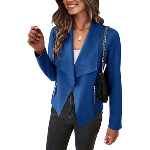 PRETTYGARDEN Women’s Fall Fashion Faux Suede Jackets(Blue)