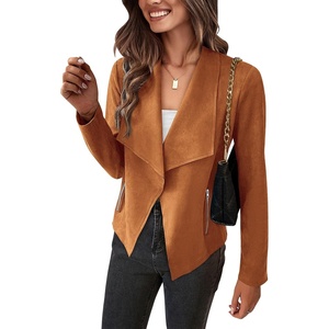 PRETTYGARDEN Women’s Fall Fashion Faux Suede Jackets(Brown)