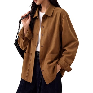 Tankaneo Womens Faux Suede Jackets(Brown)