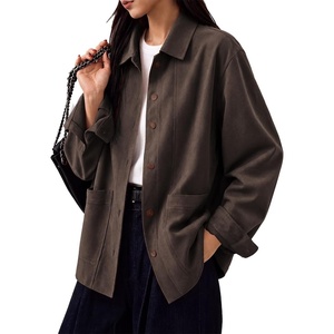 Tankaneo Womens Faux Suede Jackets(Dark Brown)