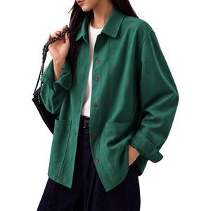 Tankaneo Womens Faux Suede Jackets(Green)