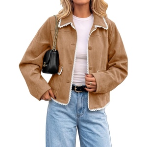Tankaneo Womens Faux Suede Leather Jackets Trendy Casual Button Down Coats(Brown)