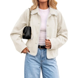Tankaneo Womens Faux Suede Leather Jackets Trendy Casual Button Down Coats(Off-white)