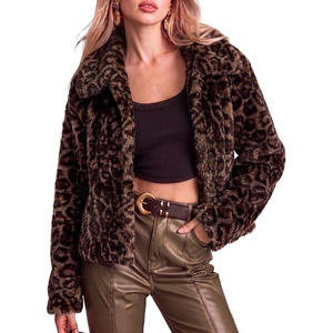luvamia Women’s Leopard Print Faux Fur Jackets Fluffy Furry Winter Coats(Dark Brown Leopard)