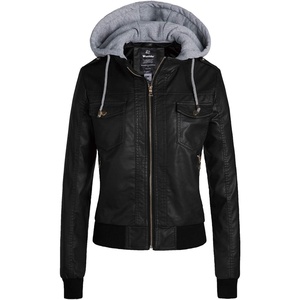 wantdo Faux Leather Jacket for Women, PU Moto Biker Bomber Motorcycle Coat(Black(thick))